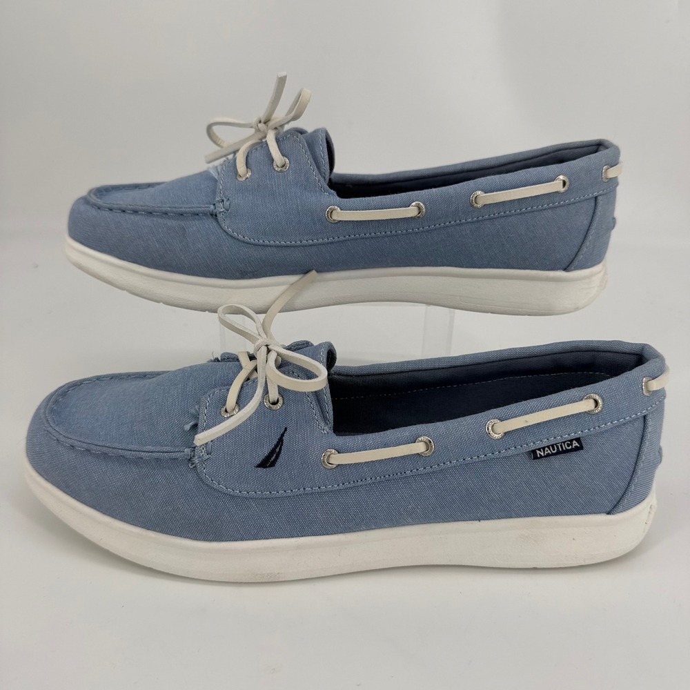 Nautica Datepalm Womens Blue Canvas Boat Shoes Loafers Size 10 Sneaker Sole - Picture 2 of 7